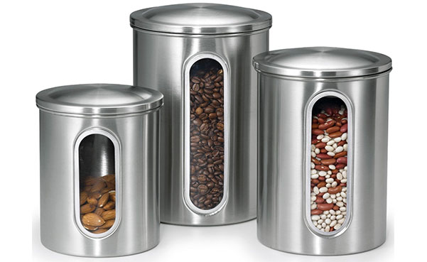 Polder Stainless Steel Window Canister Set with Lids