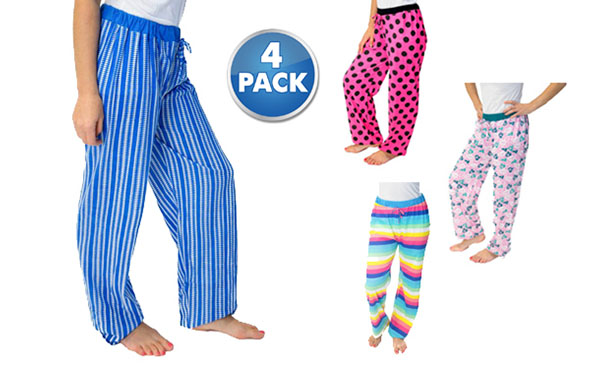 4-Pack Love 2 Sleep 100% Cotton Ladies Pajama Pants
