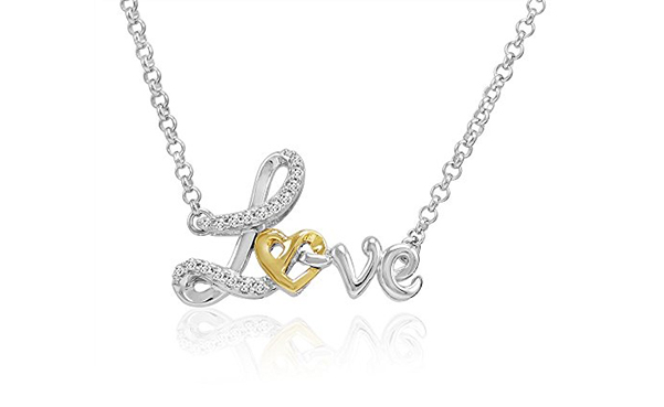 Gold Heart in Love Diamond Necklace