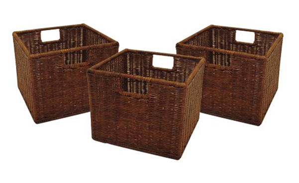 Winsome Wood Small Wired Rattan Baskets