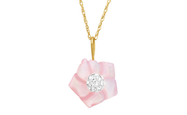 Crystaluxe Pink Mother-of-Pearl Flower Pendant