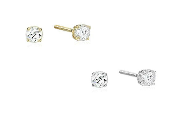 14k Gold Round Cut Diamond Stud Earrings
