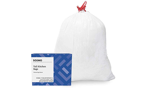 Solimo Tall Kitchen Drawstring Trash Bags, 90 Count