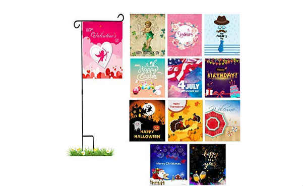 Outdoor Seasonal Garden Flags with Stand
