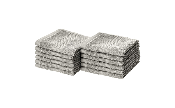 AmazonBasics Cotton Washcloths, Pack of 12