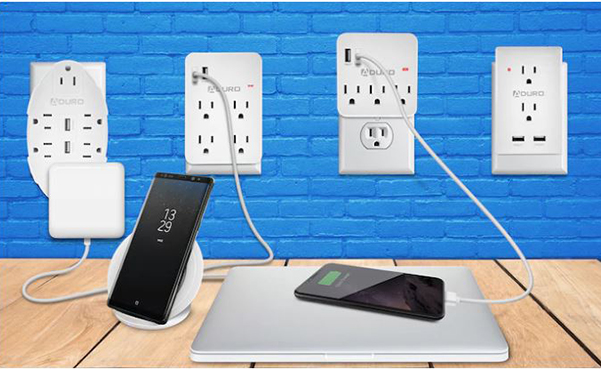 Aduro Outlet Surge Protector with Dual USB Ports