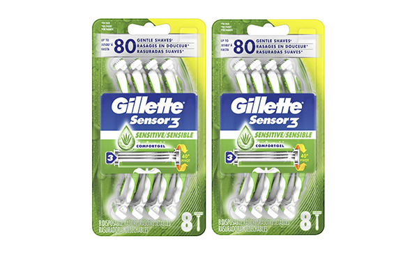 Gillette Sensor3 Men's Disposable Razor, Pack of 2