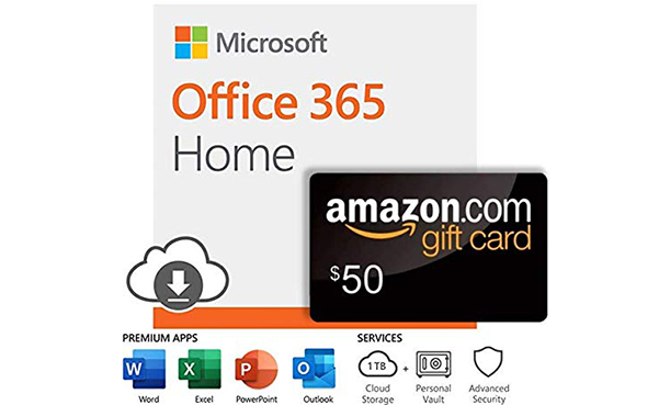 Microsoft Office 12-month subscription + $50 Amazon Gift Card