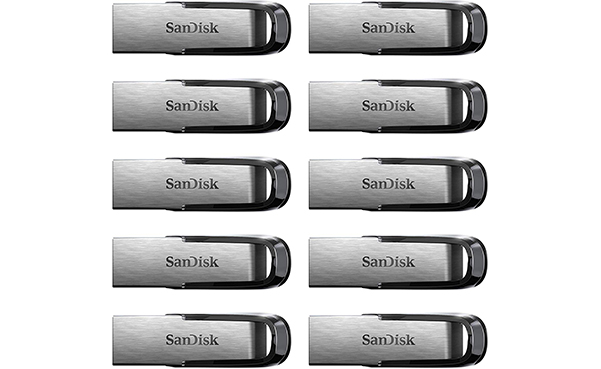 SanDisk 128GB Ultra Flair USB 3.0 Flash Drive, 10-Count