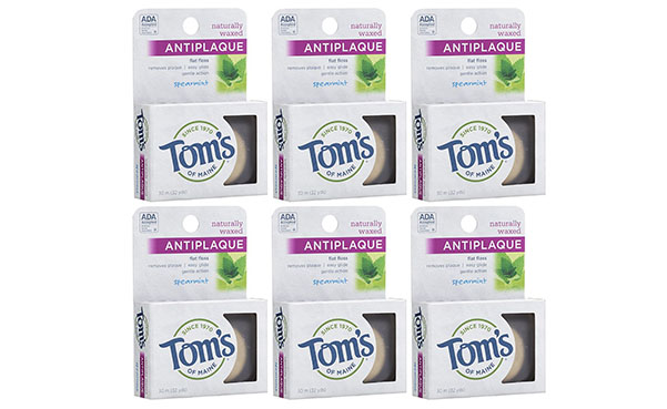 Tom's Of Maine Anti Plaque Flat Spearmint Floss, pack of 6