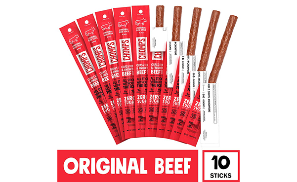 CHOMPS Beef Jerky Meat Snack Sticks, 10-Pack