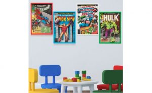 4pc Marvel Superhero Classic Comics 3D Shadowbox Wall Art