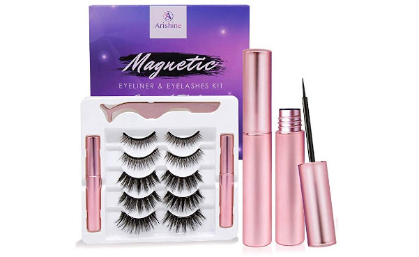 Magnetic Eyeliner and Eyelashes Kit, Magnetic Eyeliner for Magnetic Eyelashes Set, With Reusable Lashes [5 Pairs]