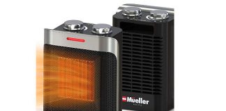 Mueller Portable Heater 750W/1500W Ceramic Space Heater, High Output Fan, Adjustable Thermostat, with overheat/tip over protection for Home Bedroom or Office, ETL Cerified