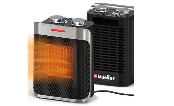 Mueller Portable Heater 750W/1500W Ceramic Space Heater, High Output Fan, Adjustable Thermostat, with overheat/tip over protection for Home Bedroom or Office, ETL Cerified