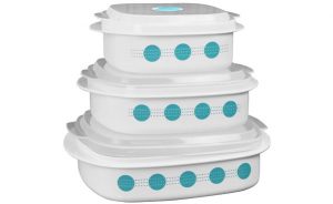 Corelle Coordinates by Reston Lloyd 6-Piece Microwave Cookware, Steamer and Storage Set, South Beach