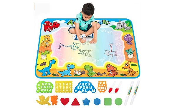 FREE TO FLY Large Aqua Drawing Mat for Kids Water Painting Writing Doodle Board Toy Color Aqua Magic Mat Bring Magic Pens Educational Travel Toys Gift for Boys Girls Toddlers Age 2 3 4 5 6
