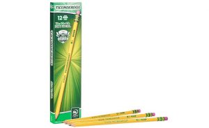 TICONDEROGA Pencils, Wood-Cased #2 HB Soft, Pre-Sharpened with Eraser, Yellow, 12-Pack (13806)