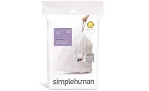 simplehuman code E Custom Fit Drawstring Trash Bags, 20 L / 5.3 Gallon, 1 Refill Pack (20 Count)
