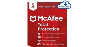 McAfee Total Protection, 5 Device, Antivirus Software, Internet Security, 1 Year Subscription- [Download Code] - 2020 Ready