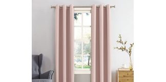 Sun Zero 53451 Easton Blackout Energy Efficient Grommet Curtain Panel, 40" x 63", Blush Pink