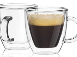 JoyJolt Savor Double Wall Insulated Glasses Espresso Mugs (Set of 2) - 5.4-Ounces